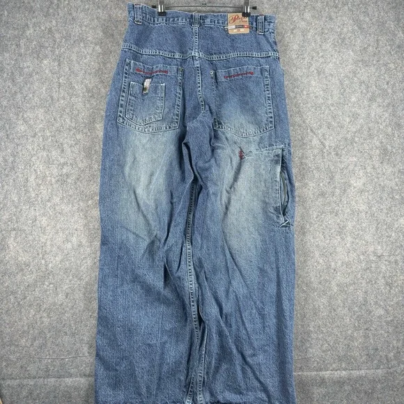 Vintage Paco Jeans Jeans Mens 34x31 Blue Wide Leg Baggy Embroidered Y2K Skater